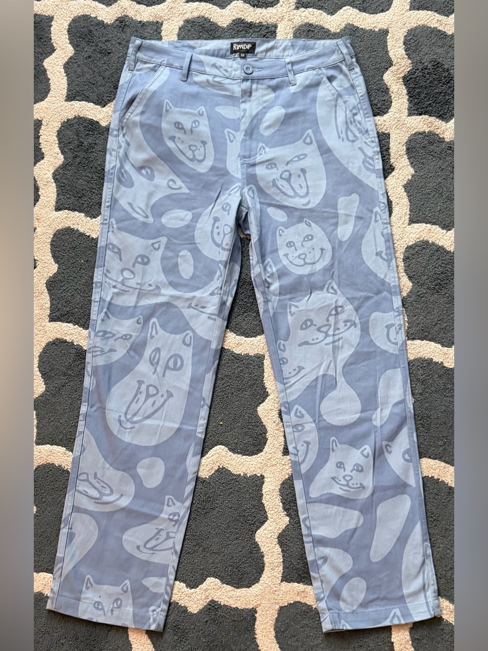 Ripndip Light Blue Cat Print Pants